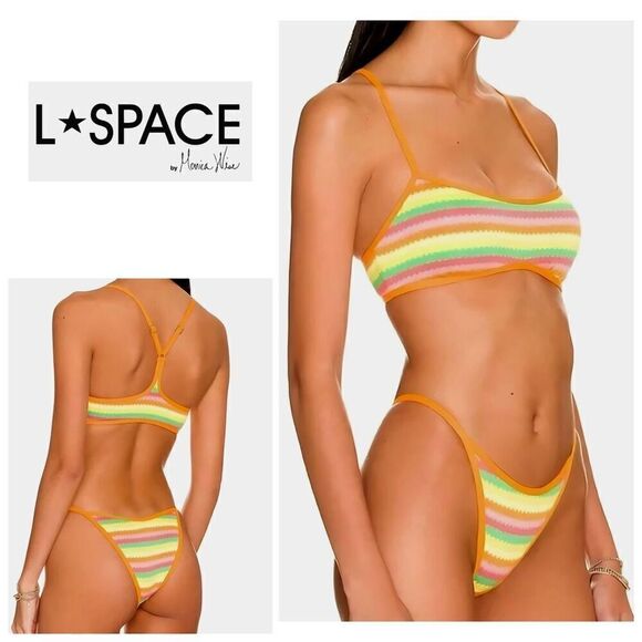 New. L*SPACE stripe bikini. Large. Retails. $198